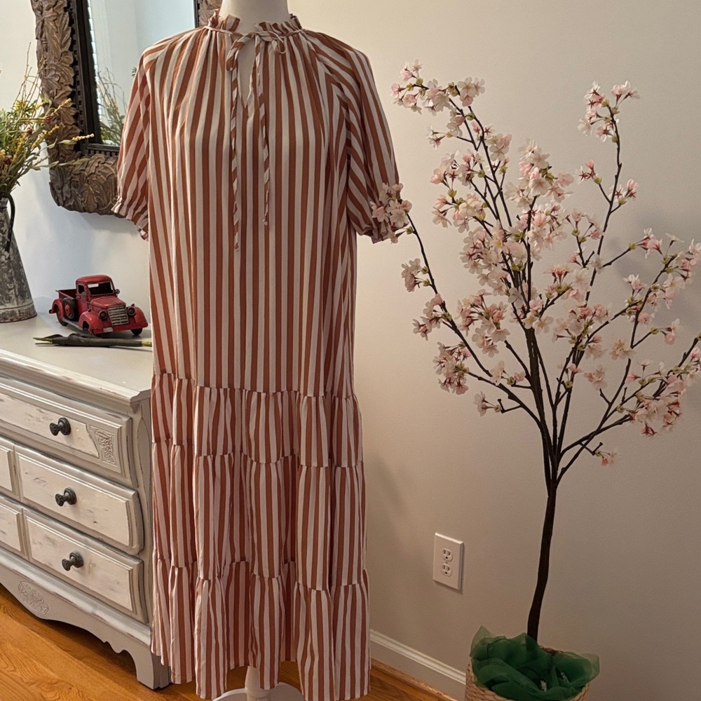 Entro Striped Tiered Maxi Dress